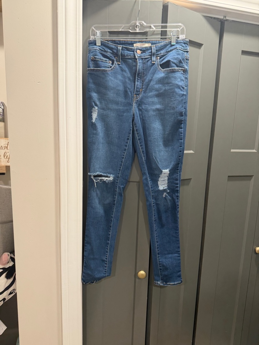 Signature by Levi Strauss Blue Distressed Women's Skinny Jeans
